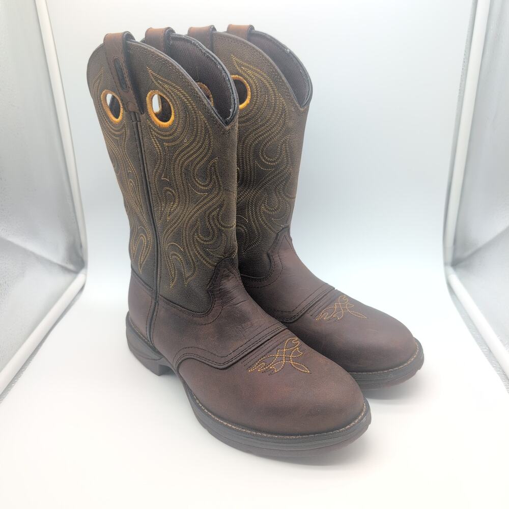 Rebel By Durango Western DB5468 12" Brown Leather Round Toe Boots Men's 9.5EE